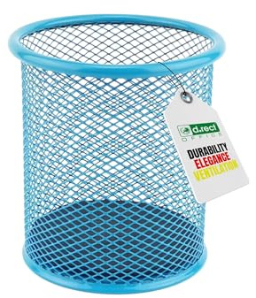 LEVIATAN Metall Stifteköcher - Stiftehalter rund aus Drahtmetall - Mesh Multifunktions Becher für Kugelschreiber - Stifte Halter für Büro/Schule Ø91 mm, Blau