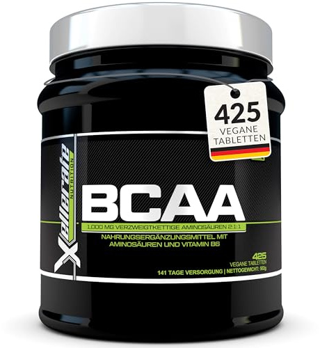 BCAA 2 1 1 3000mg - 425 Vegan Tabletten - Hochdosiert Aminosäuren Mit Vitamin B6, L-Leucin, L-Isoleucin, L-Valin - Xellerate Nutrition
