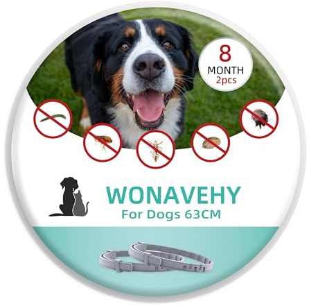 2 Pack 63cm Zecken- & Flohschutz Halsband Hunde Flohschutzhalsband für Hunde Zeckenhalsband Flohhalsband Schutzhalsband gegen Flöhe 8 Monate Schutz verstellbar für alle Größen