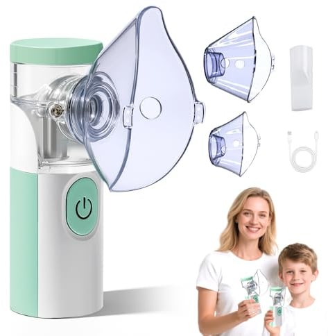 Inhalationsgerät Maschine für Erwachsene, Wiederaufladbare Tragbare Inhaliergeräte für Erwachsene und Kinder, Leise Inhalator für Kinder (Grün)