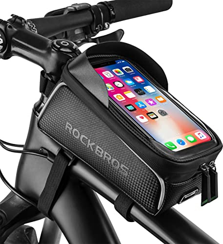 ROCKBROS Fahrrad Rahmentasche Wasserabweisend Lenkertasche, Oberrohrtasche Touchscreen für Smartphones bis zu 6.5 Zoll Rennrad MTB Gravelbike