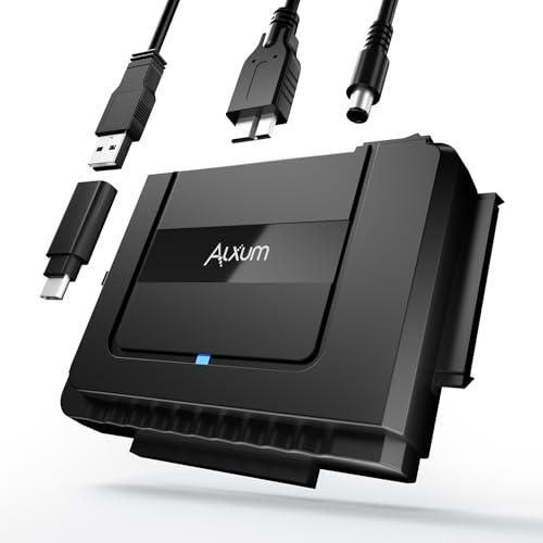 Alxum IDE SATA Festplatten Adapter für 2.5/3.5 Zoll HDD SSD USB-C/A | IDE und SATA adapter an jeden PC. USB-C & USB-A für neue & alte Geräte. 5Gbps superschnell. Mit 12V Netzteil. Plug & Play.