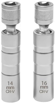 YPYMOD 2 Stück Zündkerzenschlüssel 14mm und 16mm, Universal Magnetic Flexible Zündkerzenstecker für die Autoreparatur