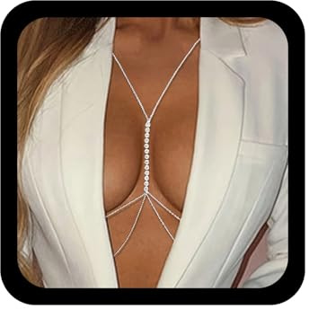 Wendalern Strass Körper Kette Für Frauen Geschichtet Kristall Körper Halskette Sexy Strand Bikini BH Kette Funkelnde Diamant Quaste Bauch Taille Kette Nachtclub Körper Zubehör Schmuck