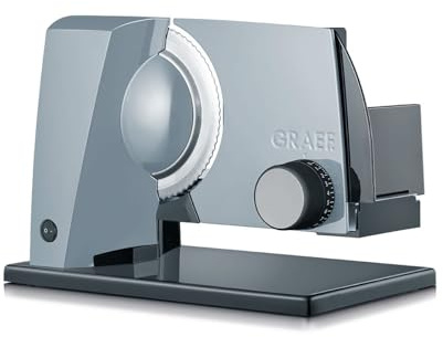 GRAEF. S11000 - Elektrischer Allesschneider SKS110, Made in Germany, Edelstahl-Wellenschliffmesser Ø170 mm, Schnittstärke 0-20 mm, Energiesparmotor 170 W, Kindersicherung, Brotschneidemaschine, Grau