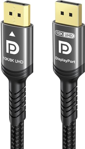 Ubluker 10K 8K 4K DisplayPort 2.1 Kabel 54Gbps 2M, Zertifiziertes DP zu DP Kabel 4K 240Hz 165Hz 144Hz 120Hz 10K 8K 60Hz Nylon Geflochten UHBR HDCP2.3 FreeSync G-Sync RTX5090 Monitor PC Projektor