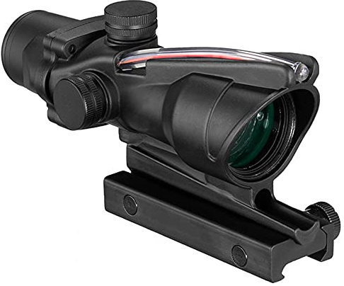 ACEXIER 4X32 Taktisches Zielfernrohr Echtfaser Grüner Roter Punkt beleuchtetes geätztes Absehen Optisches Visier Armbrust für die Jagd