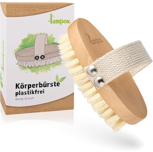 lampox® Trockenbürste, Körperbürste, Peelingbürste, Massagebürste, Peeling, verbessert Lymphfunktion, gegen Cellulite (oval 2)