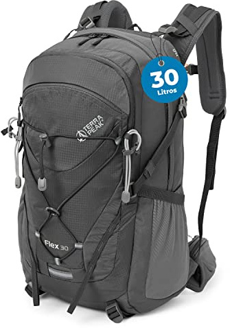Terra Peak® Premium Wanderrucksack 30L (FLEX 30) Damen Herren & Erwachsene mittel grau - Trekking-Rucksack wasserdicht - Daypack Rucksack & Tagesrucksack Trinksystem & Rückenbelüftung zum Wandern