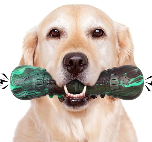 HETOO Hundespielzeug, Unzerstörbar Spielzeug für Große Hunde Kauspielzeug für Aggressives Kauen Robuster Langlebig Naturkautschuk Kauspielzeug für Mittelgroße Große Hunde (Schwarz Grün)