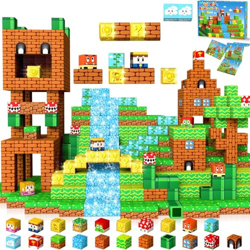 LUVTOY Magnetische Bausteine - 150 Teile Magnetbausteine Kinder - Magnetische Spielzeug Magnetspielzeug Magnete Kinder - Ostern Spielzeug ab 3 4 5 6 7 8 9 Jahre Jungen und Mädchen