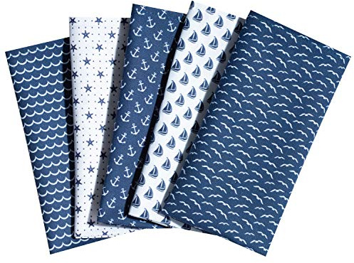 Taschentücher aus Stoff, waschbare, wiederverwendbare Stoff-Taschentücher aus Baumwolle, 5 Stück - Made in Germany (Leichtmatrose)
