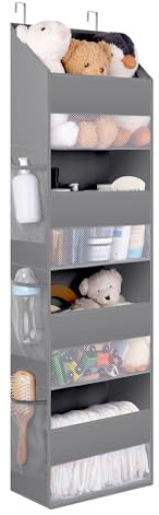 GRANNY SAYS Hängeorganizer Tür, Hängeregal Tür 33x16x115,5 cm, Grau | 1 Stück Tür hängenden Speicherorganisator, Türorganizer Hängeorganizer mit 4 Taschen, Türregal für Schlafzimmer, Badezimmern