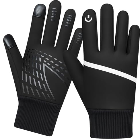 WFX Thermo-Winterhandschuhe für Kinder, Touchscreen, rutschfest, dick, warm, winddicht, Fahrradhandschuhe für Jungen und Mädchen, Größe 6–12, zum Laufen, Outdoor, Fußball, Sport, L, SCHWARZ