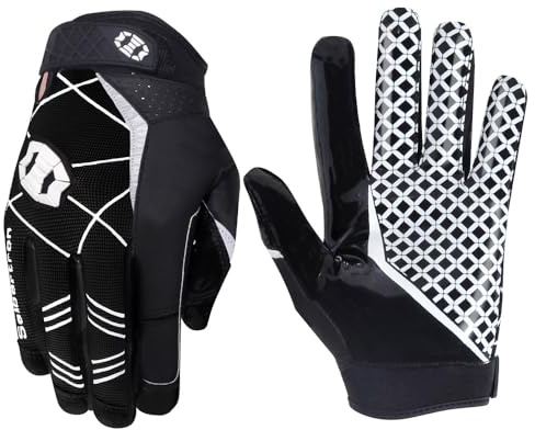 Seibertron Pro 3.0 Elite Ultra-Stick Sports Receiver/Empfänger Handschuhe American Football Gloves Jugend und Erwachsener Black M