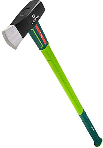 Verto Profi Axt 3900 g | Kopfplatte: 2700 g | Länge: 880 mm (35’’) | Fiberglasstiel Universalaxt Holzaxt Spaltbeil Spaltaxt Handbeil Forstbeil grün | Zur präzisen Bearbeitung von Holz