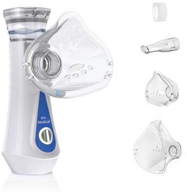 IEA Medical Inhalationsgerät, mobiler Vernebler für Kinder & Erwachsene, feine Zerstäubung, leiser Inhalator für effektive Atemwegstherapie zuhause & unterwegs, tragbarer Inhalator