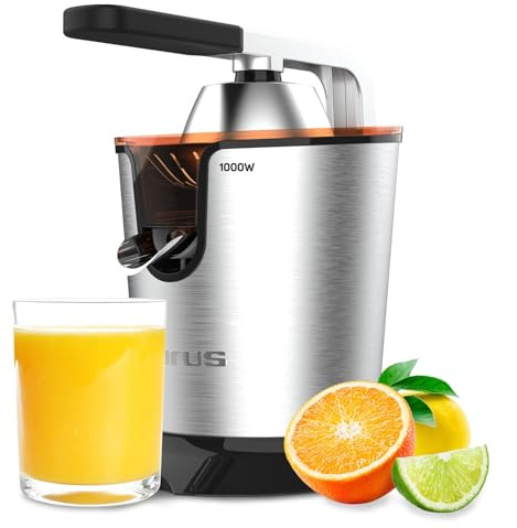 Taurus - Elektrische Hebel-Zitruspresse Easy Press 1000 Legend 1000W | Anti-Tropf-Ausguss | Edelstahl-Saftauslauf | Saftbehälter 650 ml | BPA-frei | Spülmaschinenfest