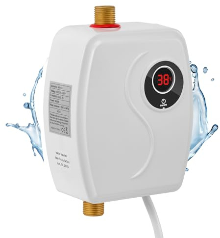 3800W Durchlauferhitzer 220V Unterspülen-Wassererhitzer mit LED-Display & Touch-Steuerung, Mini elektrischer Durchlauferhitzer mit Konstanttemperatur für Dusche, Küche und Bad