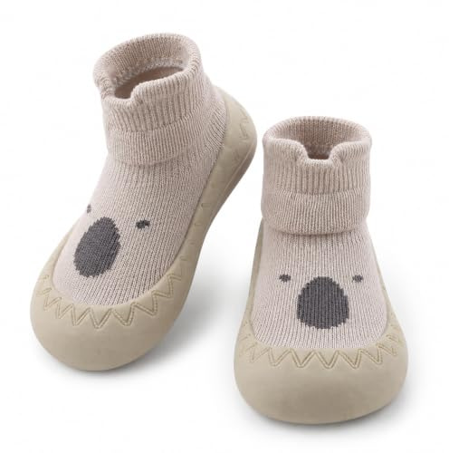 Exemaba Baby Sockenschuhe Rutschfeste Niedlicher Cartoon Weicher Stricken Babybodenschuhe Kleinkind Schuhe 1-Paar