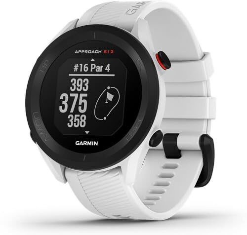 Garmin Approach S12, einfach zu bedienende GPS-Golf-Uhr, 42k+ vorinstallierte Golfplätze, weiß, 010-02472-02