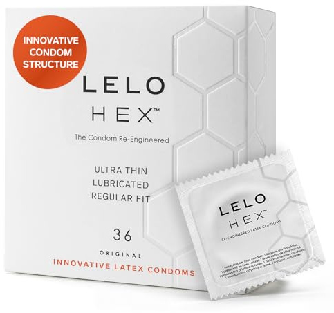 LELO HEX Original Ultradünne Kondome mit Größerer Stärke, Kondome für Männer, 54 mm im Durchmesser (36-Packung)