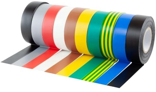 Gocableties-PVC-Isolierband, 20 m x 19 mm, mehrfarbig, gemischt, hochwertiges Klebeband, 9 Rollen