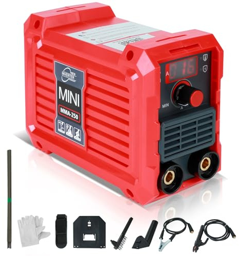 ARC Inverter Schweissgerät, MMA Elektroden Schweißgerät, 20 Bis 200A Fülldraht Schweißgerät, Schutzgasschweißgerät, Digitalanzeige, Kompakt & Leicht, 14-Teilig, mit Draht, 210x105x165mm