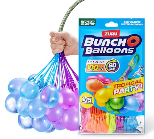 Bunch O Balloons Tropical Party 100+ schnell füllende, selbstverschweißende Wasserballons (3er Pack), Folienbeutel