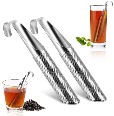 2 Stück Edelstahl-Tee-Diffusor, Edelstahl Teesiebe für losen Tee, Teezerstäuber Teefilter mit langem Griff für Tee, Kaffee, Gewürze