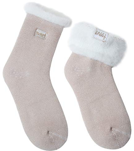 JARSEEN 2 Paar Damen Thermosocken Kuschelsocken Winter Warme Dicke Süß Haussocken Mit Vollplüsch und Wolle