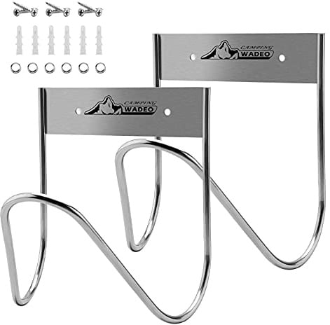 WADEO 2 Stück Gartenschlauch-Aufhänger, robuster Schlauchhalter, Haken, Edelstahl, Bewässerungsschlauchhalter mit Schrauben und Dehnschraube für Wasserschlauch-Verlängerungskabel