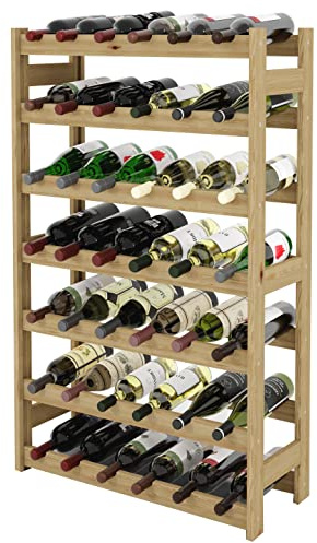 Lenmar, Weinregal aus Holz für Flaschen, Natur, RW-1, Wein, Flaschenregal, Kellerregal, Regale, Flaschenhalter (Natur, RW-1-42, 102 x 63 x 25, braun, für 42 Flaschen)
