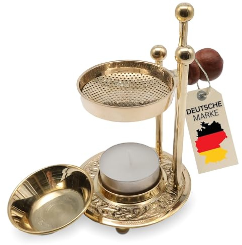 SonKo Weihrauchbrenner Räucherstövchen mit Sieb zum Räuchern und Meditation - spirituelle Geschenke zum Räuchern von weißer Salbei, Weihrauch, Boswellia (Brenner-Set)