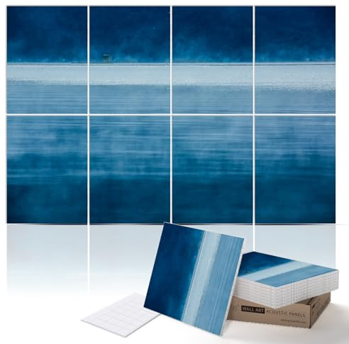 PINWELIFE® Wandkunst-Akustikplatten, schalldichte absorbierende Paneele, dekorative Dämpfung, Geräusch- und Echounterdrückung 120x80cm (Blauer See)
