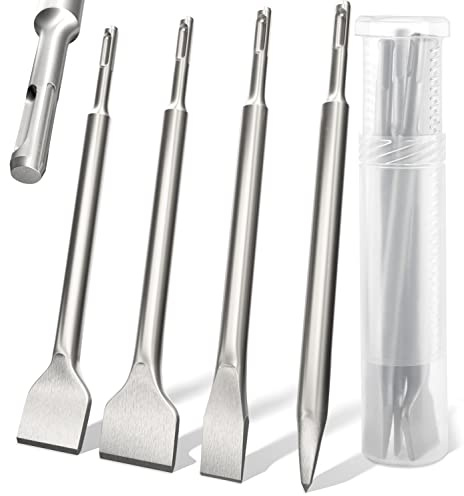 KSP-TEC® | SDS Plus Meißel Set | bestehend aus FLIESENMEIßEL, Flachmeißel und Spitzmeißel | verpackt in einer praktischen Drehbox (SDS Plus Meißel Set 4tlg.)