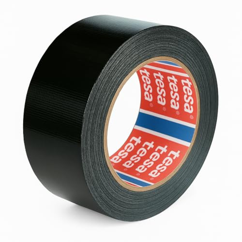 Tesa 4615 Professional Universal – Duct Tape, amerikanisches Gewebeklebeband zum Reparieren, Fixieren, Verpacken, Markieren und Abdichten – für innen und außen – (Schwarz, 50 m)