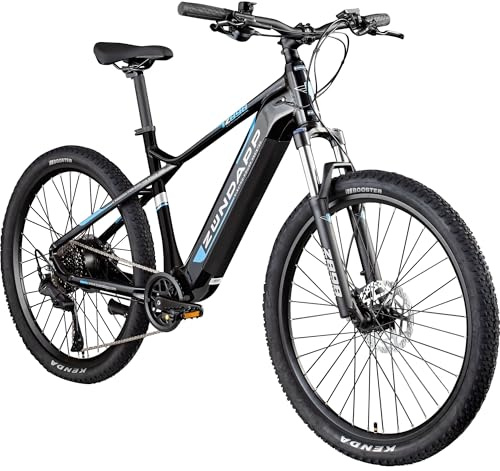 ZÜNDAPP Z898 E-Bike E Mountainbike 27,5 Zoll Pedelec 170-190 cm Hardtail MTB 10 Gang Elektro Fahräder Scheibenbremsen (schwarz/blau, 48 cm)