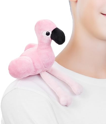 Zappi Co Shoulder Mates Flamingo Plüsch Magnet Stofftier, Niedliches Kuscheltier Geschenk für Mädchen von 3–8 Jahren, Kostüm Zubehör Schulterfreund