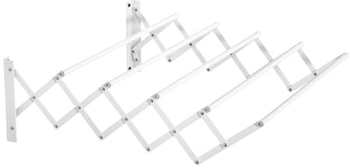 HOMCOM Wäscheständer für Wandmontage Ausziehbar Weiß 63,5 x 60 x 20 cm | Klappbar, Platzsparender Wäschetrockner, Wandwäschetrockner für Innen und Außen