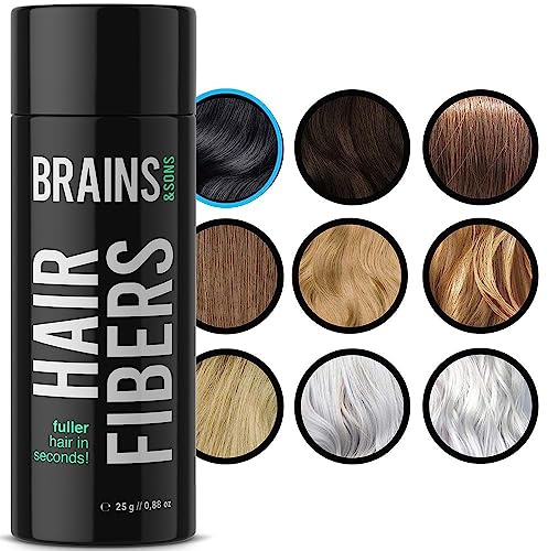 Brains & Son Streuhaar - Premium Haarverdichtung/Schütthaar mit Soforteffekt bei Geheimratsecken, Haarausfall und lichtem Haar - Haarpuder | 25g (SCHWARZ)