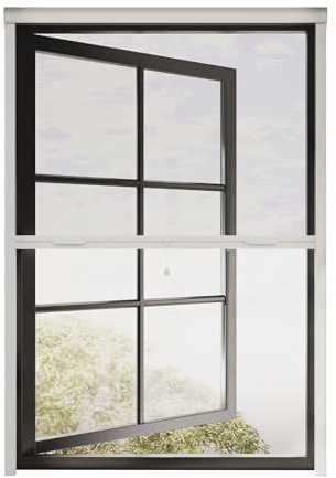 Cocoon Fliegengitter Fenster 60 x 150, Insektenschutzrollo mit Kasette Kürzbar, Mückennetz Fenster Einfache Montage - Rahmen in Weiß