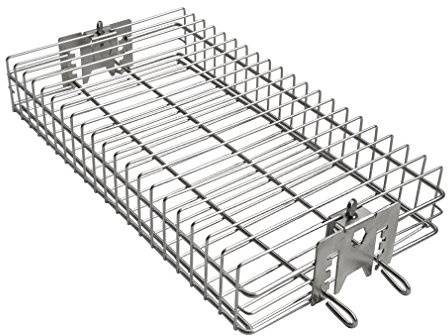 Onlyfire Flacher Edelstahl Grillkorb für 12mm & 10mm Sechseck, Universal | Flach Grill Korb für 10mm & 8mm Vierkeck DrehSpieß Stangen, Flach-Grillkorb für Grillspieß
