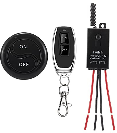 dstfuy 12v funkschalter, kabelloser Lichtschalter DC 5V/12V/24V/48/10A Mini Relais Wireless Lichtschalter Fernbedienung 328FT Langstrecken,für Deckenleuchten,Lampen