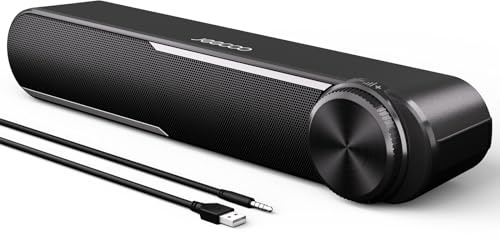 Jeecoo A30 PC Lautsprecher,Computer Lautsprecher für Pc,USB Powere PC Soundbar Schwarz, Lautsprecher Boxen für Pc, Laptop,Monitor,Ipad,Tablets,Smartphone (USB+3.5mm