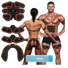 iWarmbase EMS Trainingsgerät, Bauchmuskeltrainer Elektrisch, 6Modi,19Stärke | EMS Bauchtrainer Gürtel, Ganzkörper ABS/Bauch/Arm/Bein/Po Trainer, 13gel, Männer und Frauen