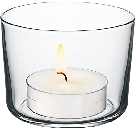 Konzept 11 Teelichtgläser 12er Set, Teelichthalter ideal als Hochzeitsdeko, groß und transparent 7,2 x 5,8 x 8,2 cm. Teelicht und Kerzen Glas für Wohnzimmer