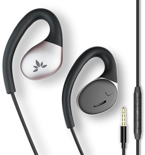 Avantree Resolve Klein-Mittel - Open-Ear-Kopfhörer mit Kabel, 3,5 mm | Passform Klein-Mittel, Mikrofon, sicherer Ohrhaken und offenes Design für Frauen, Kinder, Büro, Sport und Zuhause