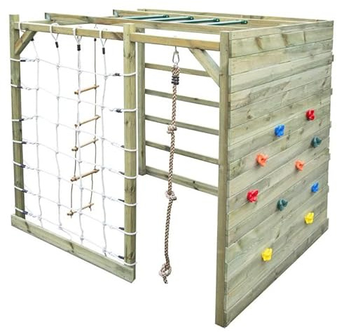 4IQ Group Klettergerüst Outdoor Kubischer Gamma 225 x 185 x 210 cm Würfel - Spielplatz für Garten mit Kletterseil - Kletterwand und Sprossenwand - Spielturm (Gamma)