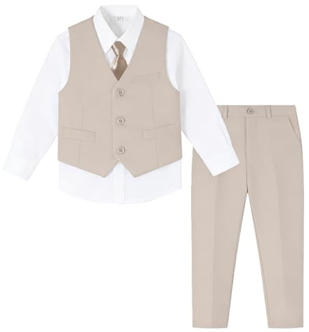 Boihedy Jungenanzüge für Kinder, formelles Anzug-Set, komplettes Outfit | Gentleman, verstellbare Taille, mit Hemdfliege, komplettes Kleid, Geburtstagsfeier, Weihnachten, Schule